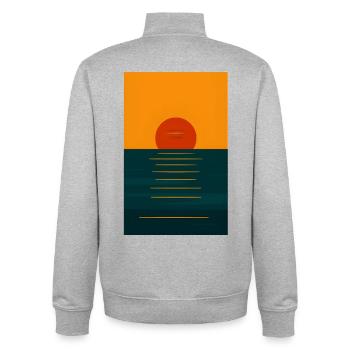 Coucher de soleil au bord de la mer - Sweat zippé unisexe en coton bio Stanley/Stella - gris chiné - Dos - AI Model Male 185 light (185cm)