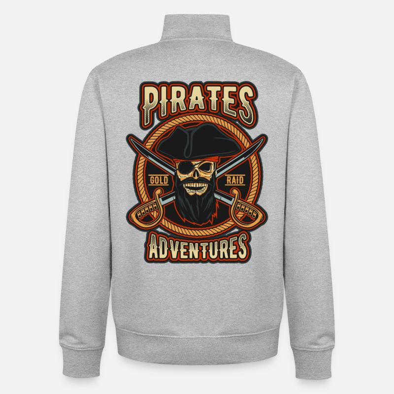 Pirate Gold Raid Patch - Sweat zippé unisexe en coton bio Stanley/Stella - gris chiné