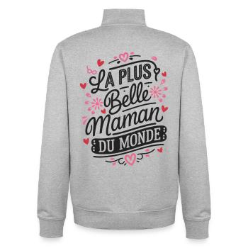 La plus belle Maman du Monde - Sweat zippé unisexe en coton bio Stanley/Stella - gris chiné - Dos - AI Model Male 185 light (185cm)