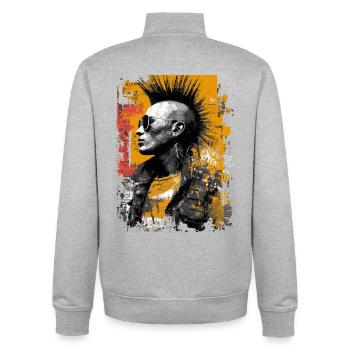 Punk mit Irokesenfrisur - Unisex Organic Zip Sweatshirt von Stanley/Stella - Grau meliert - Hinten - AI Model Male 185 light (185cm)