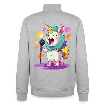 Singendes Einhorn Bühnenperformer - Unisex Organic Zip Sweatshirt von Stanley/Stella - Grau meliert - Hinten - AI Model Male 185 light (185cm)