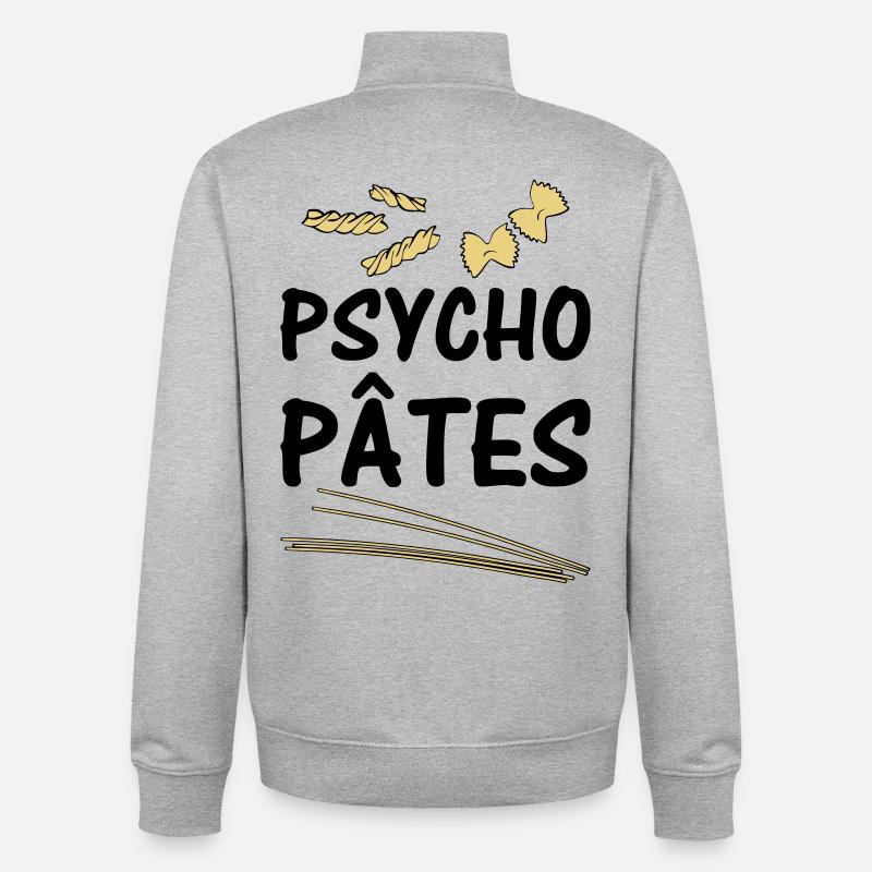 Psycho Pâtes - Sweat zippé unisexe en coton bio Stanley/Stella - gris chiné