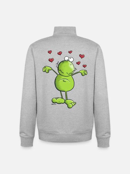 Frog in Love - Unisex Organic Zip Sweatshirt by Stanley/Stella - heather grey