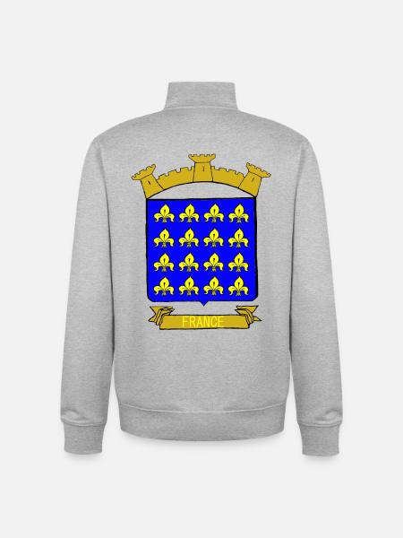 BLAZON KINGDOM OF FRANCE - Unisex Organic Zip Sweatshirt by Stanley/Stella - heather grey