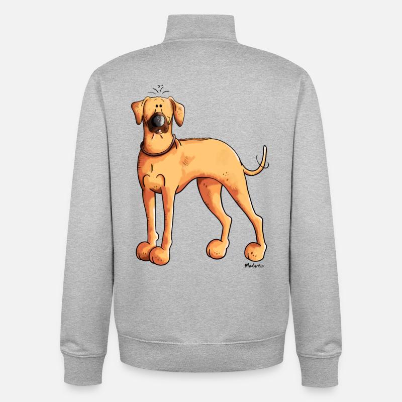 Mignon Rhodesian Ridgeback - Sweat zippé unisexe en coton bio Stanley/Stella - gris chiné
