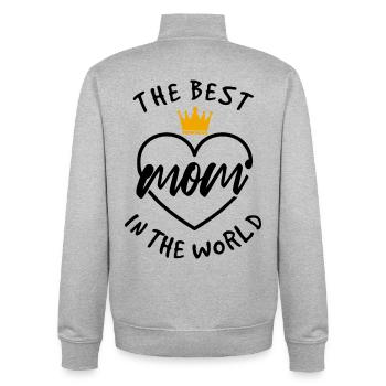 Meilleure Chemise Maman du Monde – Couronne Design - Sweat zippé unisexe en coton bio Stanley/Stella - gris chiné - Dos - AI Model Male 185 light (185cm)