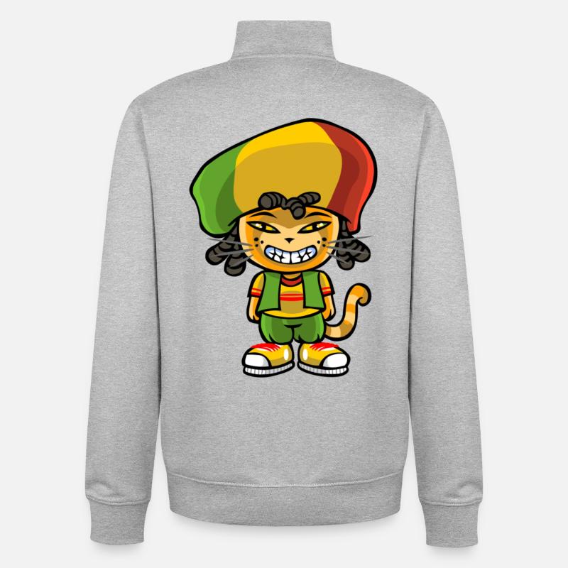 Reggae katze - Unisex Organic Zip Sweatshirt von Stanley/Stella - Grau meliert