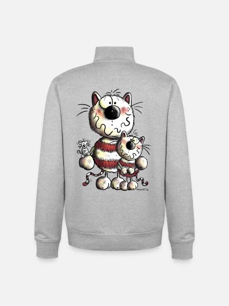 Drôle Chats - Sweat zippé unisexe en coton bio Stanley/Stella - gris chiné