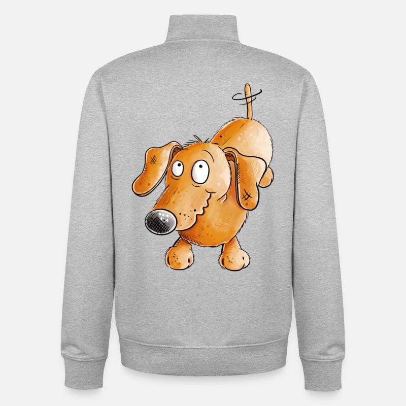 Joyeux teckel I Teckel I Chien - Sweat zippé unisexe en coton bio Stanley/Stella - gris chiné