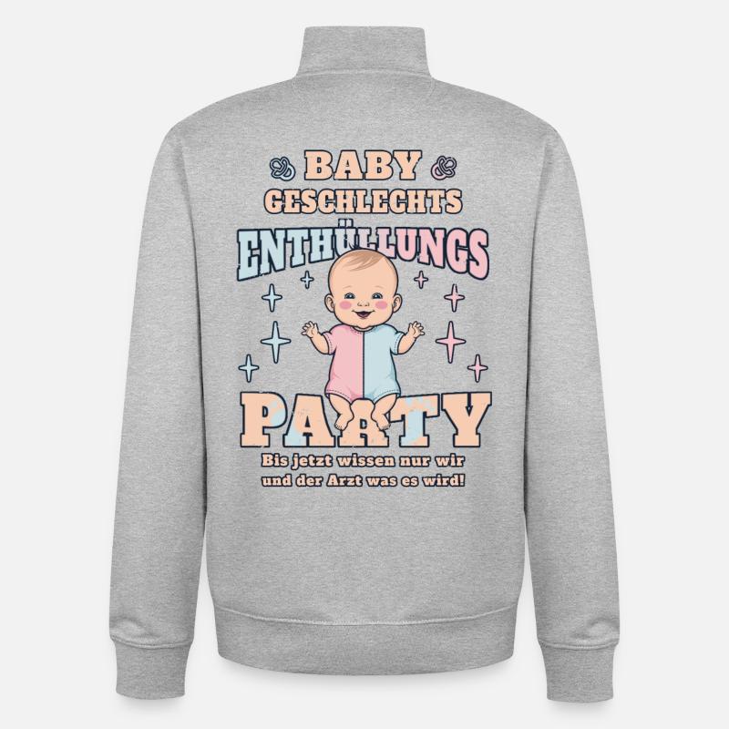 Fête de révélation de bébé - Sweat zippé unisexe en coton bio Stanley/Stella - gris chiné