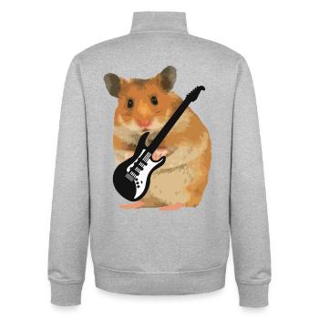 hamster guitar rock music - Unisex Organic Zip Sweatshirt by Stanley/Stella - heather grey - Back - AI Model Male 185 light (185cm)