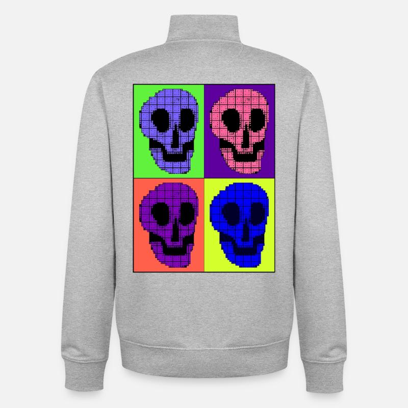 Vier bunte Totenköpfe - Unisex Organic Zip Sweatshirt von Stanley/Stella - Grau meliert