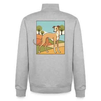 Italian Greyhound - Unisex Organic Zip Sweatshirt by Stanley/Stella - heather grey - Back - AI Model Male 185 light (185cm)