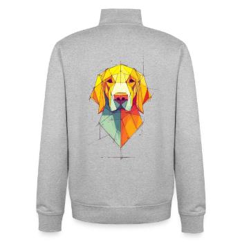 Geometrischer Hundeporträt - Unisex Organic Zip Sweatshirt von Stanley/Stella - Grau meliert - Hinten - AI Model Male 185 light (185cm)