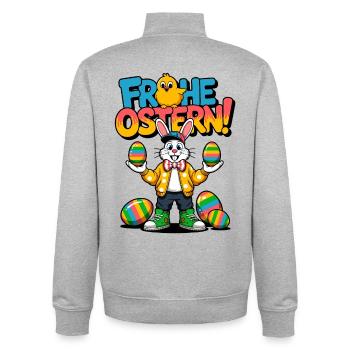 Happy Easter Bunny Color Festival - Unisex Organic Zip Sweatshirt by Stanley/Stella - heather grey - Back - AI Model Male 185 light (185cm)