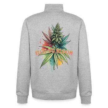 12/12 avant de floraison - Sweat zippé unisexe en coton bio Stanley/Stella - gris chiné - Dos - AI Model Male 185 light (185cm)