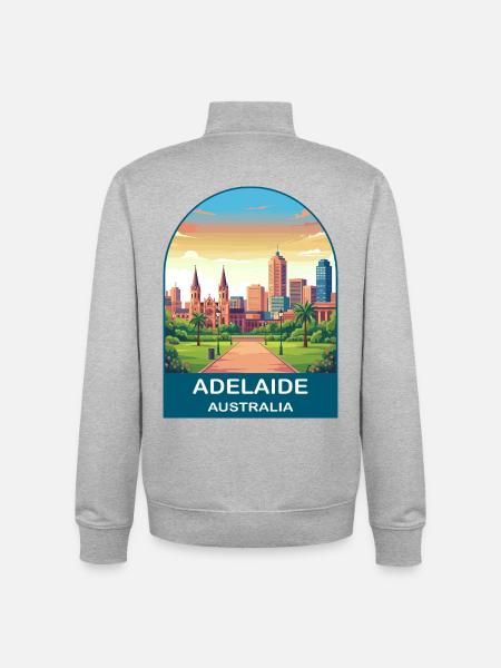 Adelaide Australien Stadt-Skyline-Reiseplakat - Unisex Organic Zip Sweatshirt von Stanley/Stella - Grau meliert