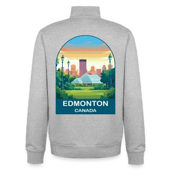 Conservatoire Muttart d’Edmonton, Canada et art de voyage - Sweat zippé unisexe en coton bio Stanley/Stella - gris chiné - Dos - AI Model Male 185 light (185cm)