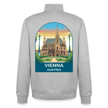 Vienna Austria Vintage Travel Poster - Unisex Organic Zip Sweatshirt by Stanley/Stella - heather grey - Back - AI Model Male 185 light (185cm)