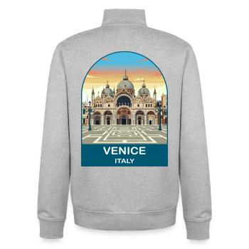 Venice Italy Vintage Travel Poster Art - Unisex Organic Zip Sweatshirt by Stanley/Stella - heather grey - Back - AI Model Male 185 light (185cm)