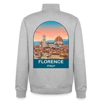 Florence, Italie, affiches de voyage vintage - Sweat zippé unisexe en coton bio Stanley/Stella - gris chiné - Dos - AI Model Male 185 light (185cm)