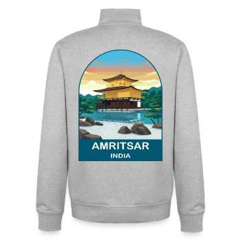 Amritsar India Vintage Travel Poster Art - Unisex Organic Zip Sweatshirt by Stanley/Stella - heather grey - Back - AI Model Male 185 light (185cm)