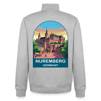 Nürnberg Deutschland Vintage Travel Poster Art - Unisex Organic Zip Sweatshirt von Stanley/Stella - Grau meliert - Hinten - AI Model Male 185 light (185cm)
