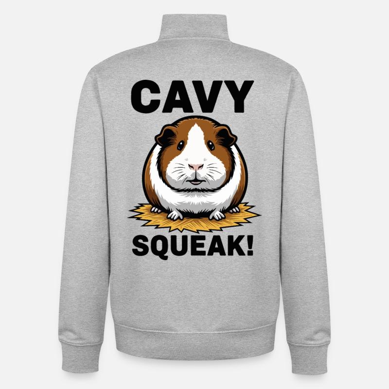Cochon d'Inde Cavy Squeak Guinea Pig - Unisex Organic Zip Sweatshirt by Stanley/Stella - heather grey