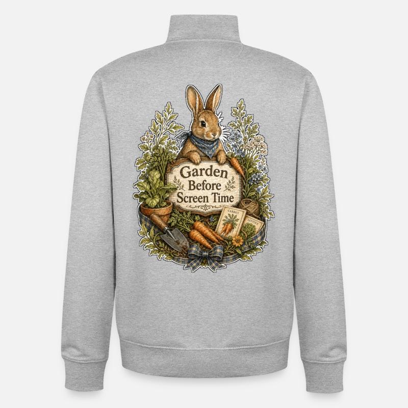 Garden Before Screen Time - Unisex Organic Zip Sweatshirt von Stanley/Stella - Grau meliert