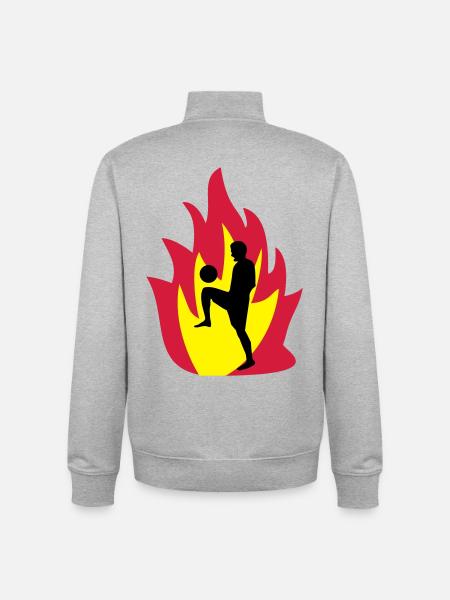 Football fire - Unisex Organic Zip Sweatshirt by Stanley/Stella - heather grey