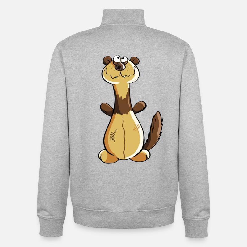 Naughty Ferret Comic - Cadeau - Polecat - Sweat zippé unisexe en coton bio Stanley/Stella - gris chiné