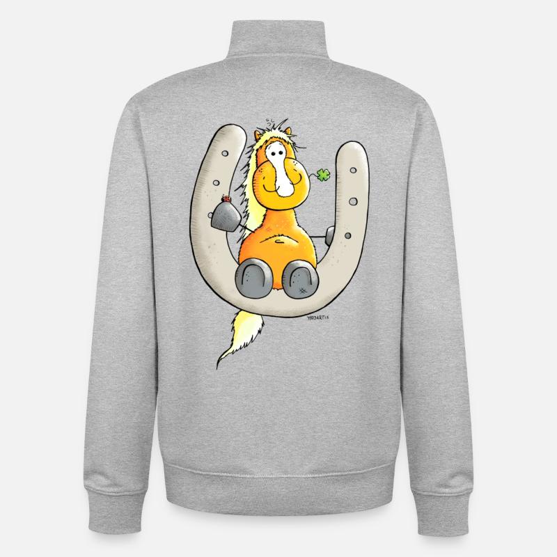 Mignon cheval - Bonheur - Sweat zippé unisexe en coton bio Stanley/Stella - gris chiné