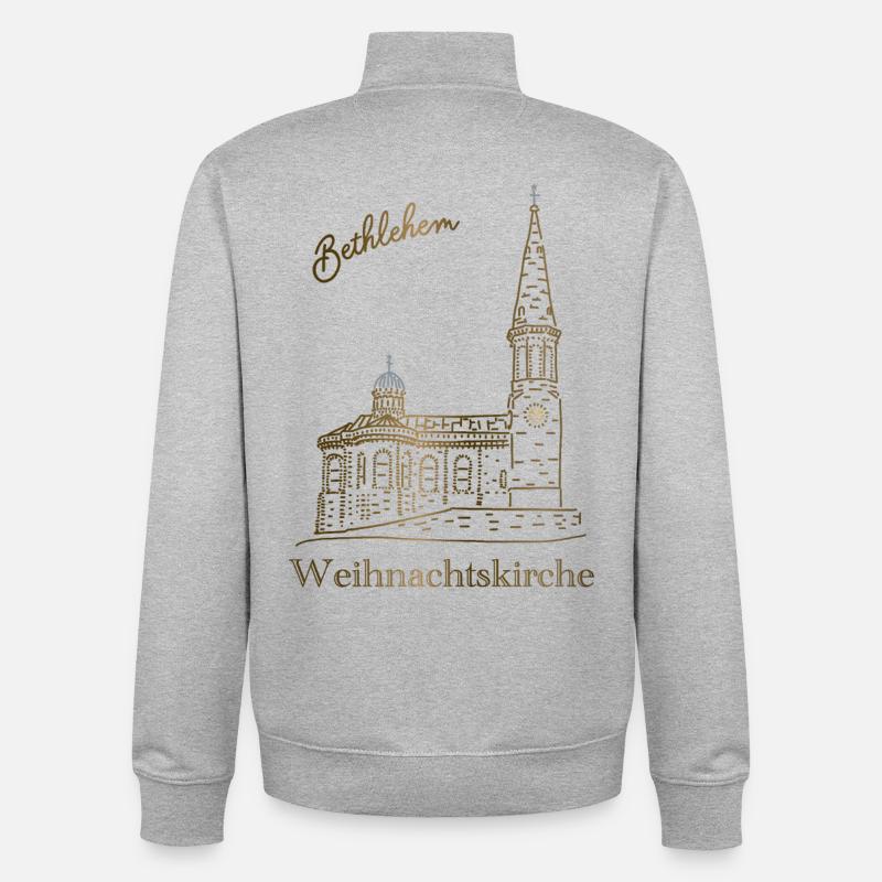 Weihnachtskirche Bethlehem, handgezeichnet - Unisex Organic Zip Sweatshirt von Stanley/Stella - Grau meliert