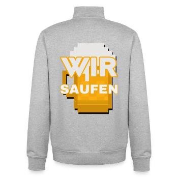 Wir Saufen Pixel Bier Motiv - Unisex Organic Zip Sweatshirt von Stanley/Stella - Grau meliert - Hinten - AI Model Male 185 light (185cm)