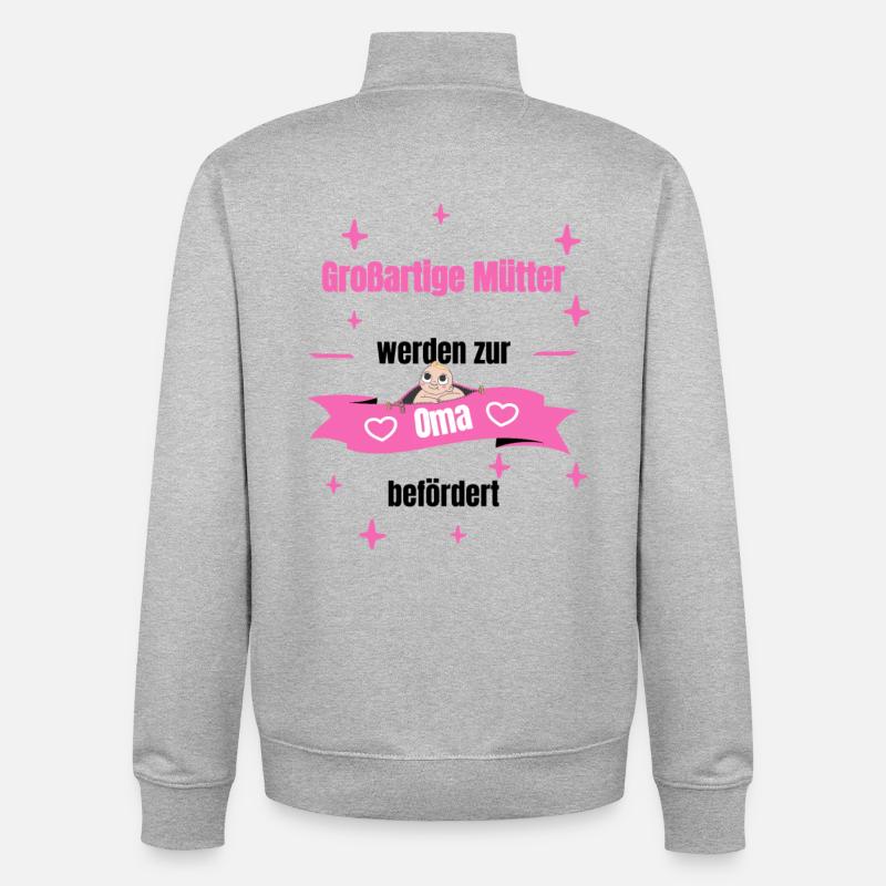 Oma - großartige Mutter - Unisex Organic Zip Sweatshirt von Stanley/Stella - Grau meliert