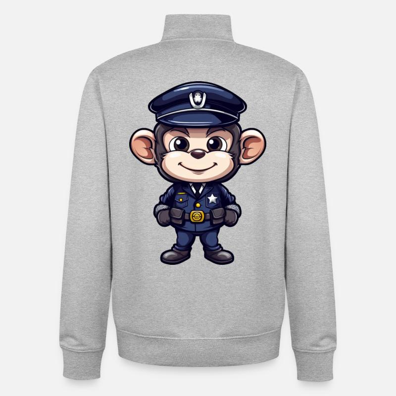 Polizei Äffchen - Unisex Organic Zip Sweatshirt von Stanley/Stella - Grau meliert