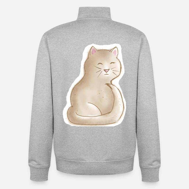 müdes Kätzchen - Unisex Organic Zip Sweatshirt von Stanley/Stella - Grau meliert