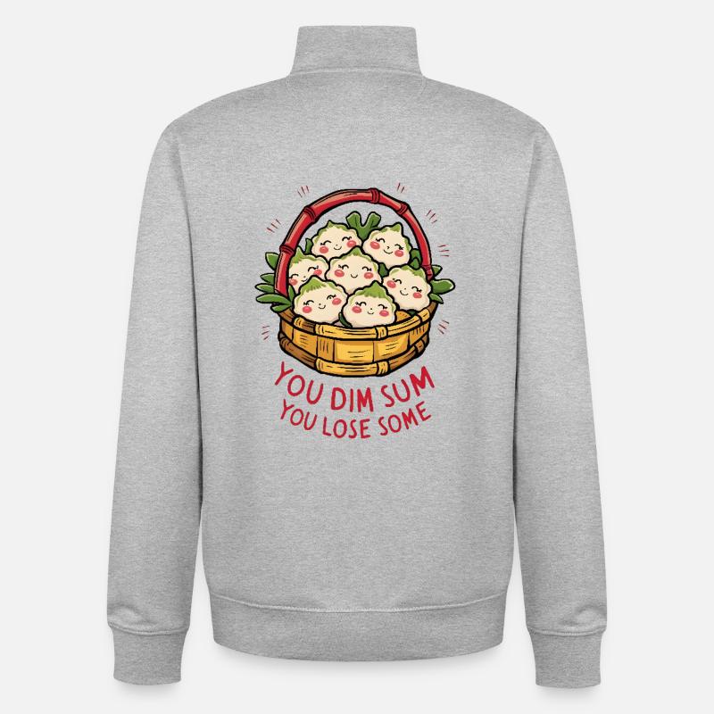 Vous dim sum, vous en perdez - Sweat zippé unisexe en coton bio Stanley/Stella - gris chiné