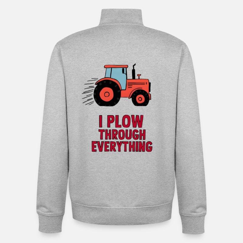 I Plow Through Everything - Unisex Organic Zip Sweatshirt von Stanley/Stella - Grau meliert