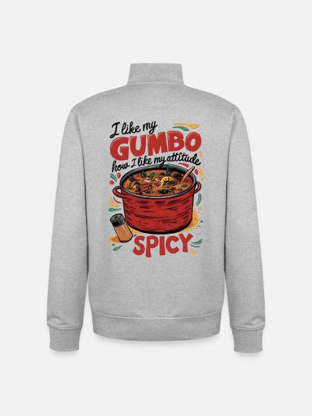 Gombo épicé, Attitude épicée - Sweat zippé unisexe en coton bio Stanley/Stella - gris chiné