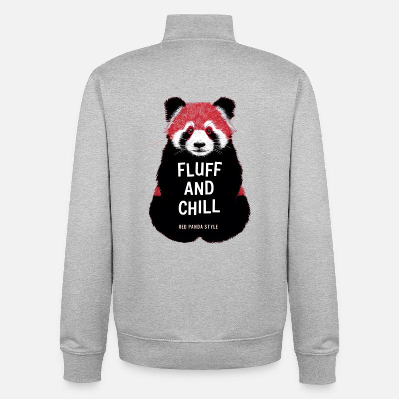 Fluff and Chill – Red Panda Style - Unisex Organic Zip Sweatshirt von Stanley/Stella - Grau meliert