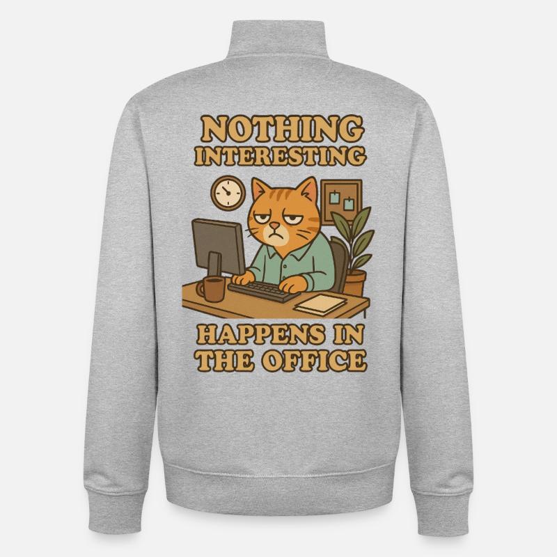 Rien d’intéressant Chat de bureau - Sweat zippé unisexe en coton bio Stanley/Stella - gris chiné