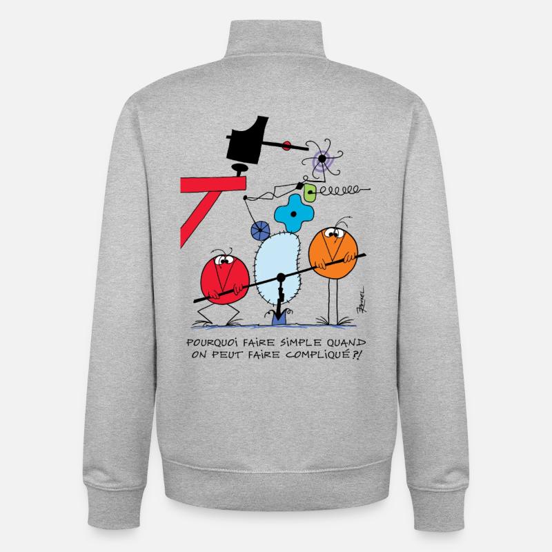 Warum es mit Shadoks einfach machen! - Unisex Organic Zip Sweatshirt von Stanley/Stella - Grau meliert