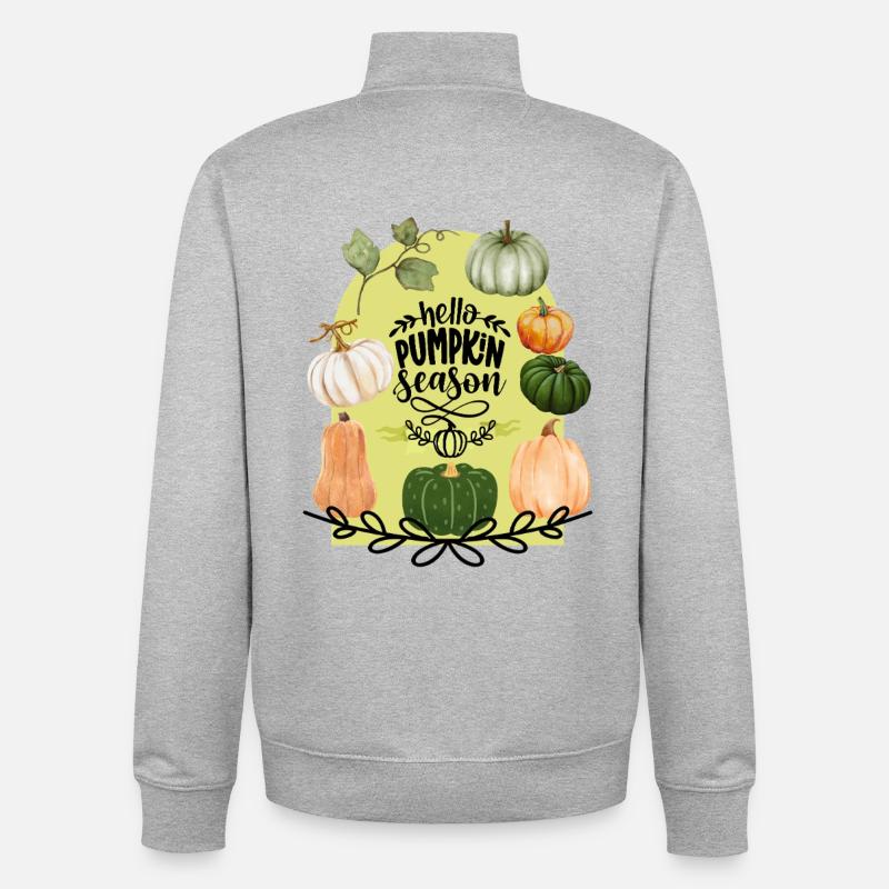 Bonjour la saison des citrouilles - Sweat zippé unisexe en coton bio Stanley/Stella - gris chiné