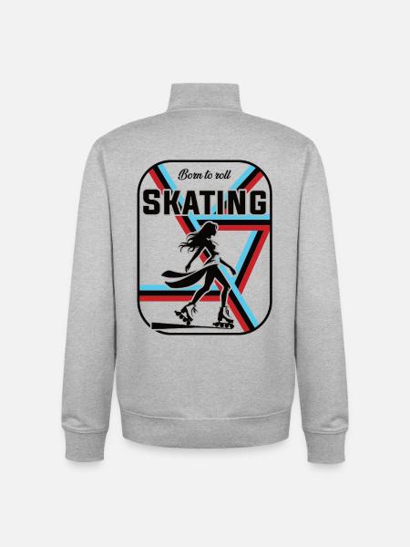 Skating Design – Born to Roll - Unisex Organic Zip Sweatshirt by Stanley/Stella - heather grey