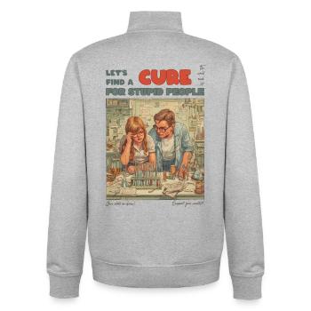 Cure for Stupid People Lab - Unisex Organic Zip Sweatshirt by Stanley/Stella - heather grey - Back - AI Model Male 185 light (185cm)