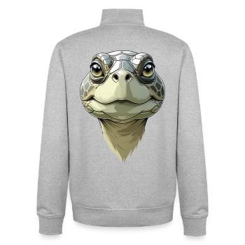 Lustiger Schildkrötenkopf - Unisex Organic Zip Sweatshirt von Stanley/Stella - Grau meliert - Hinten - AI Model Male 185 light (185cm)
