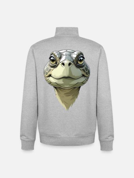 Funny turtle head - Unisex Organic Zip Sweatshirt by Stanley/Stella - heather grey