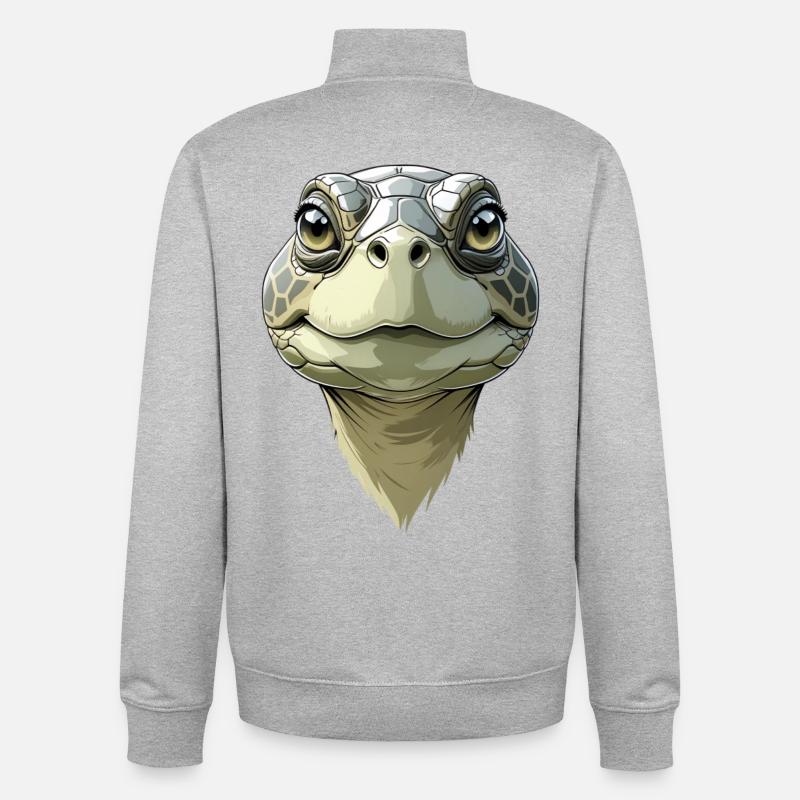 Funny turtle head - Unisex Organic Zip Sweatshirt by Stanley/Stella - heather grey