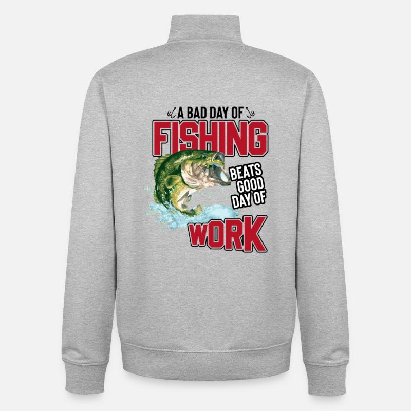 Fishing against everyday work - Unisex Organic Zip Sweatshirt by Stanley/Stella - heather grey